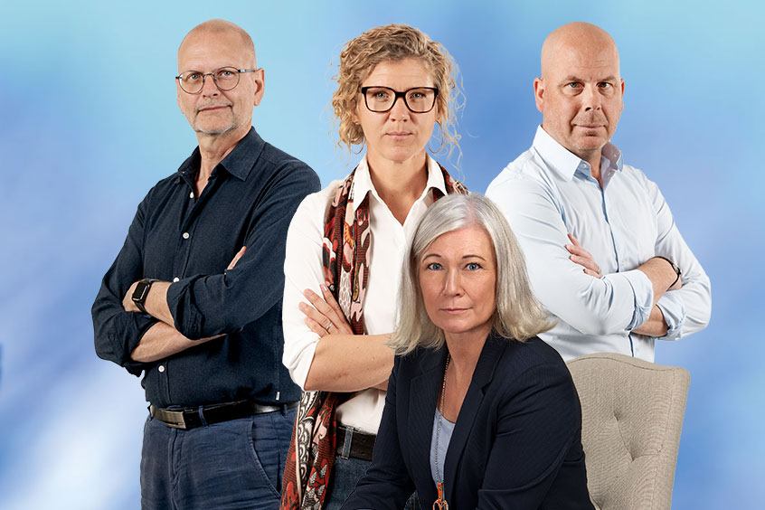 Kommunalråd Karolina Wallström, Mats-Olof Liljegren, talesperson i skolfrågor, Johanna Reimfelt, talesperson i sociala välfärdsfrågor, Patrik Jämtvall, talesperson i samhällsbyggnadsfrågor