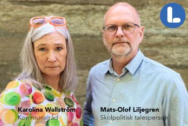 Karolina Wallström, kommunalråd och Mats-Olof Liljegren, skolpolitisk talesperson